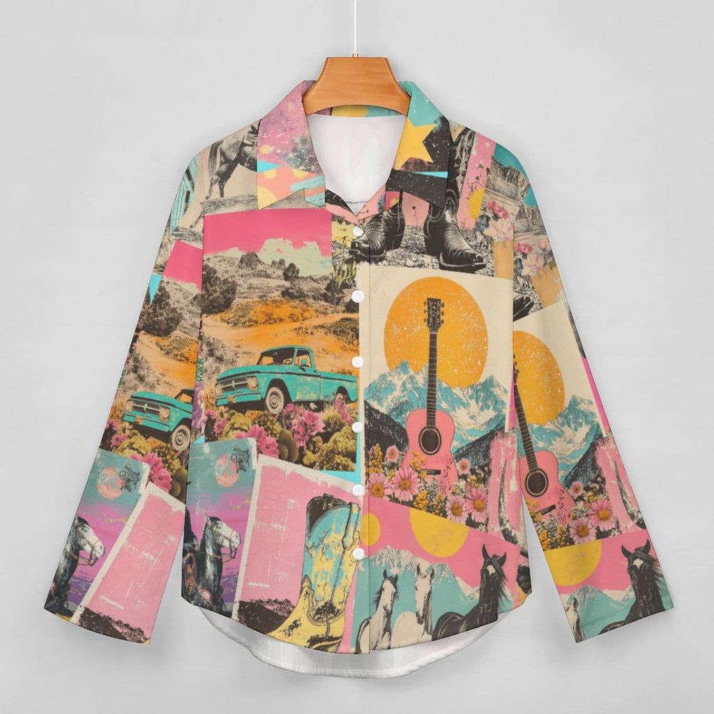 Baha Ranch Wanted Retro Pop Western Vintage Button Up Shirt