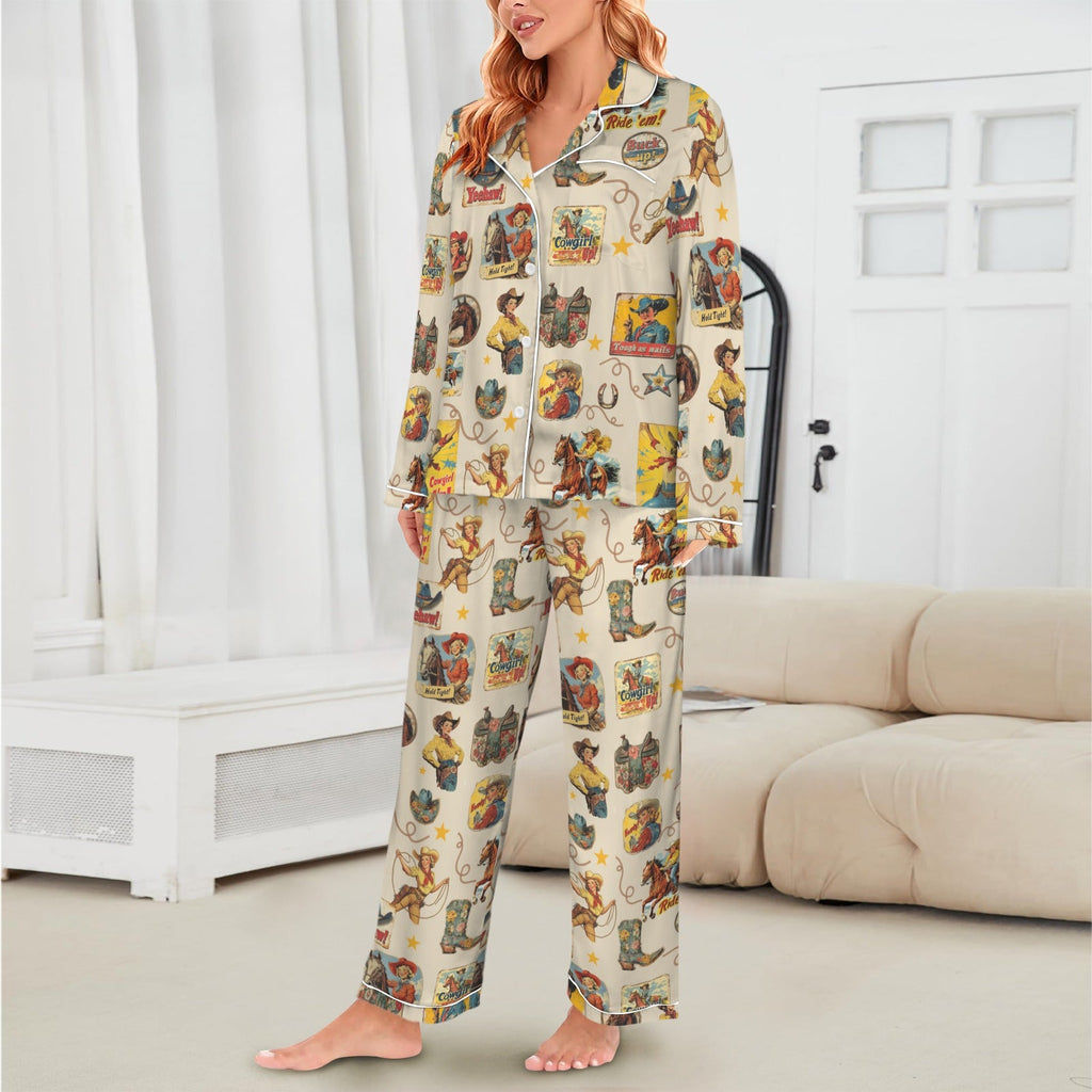 Vintage Cowgirl Collage Western Rodeo Pajamas