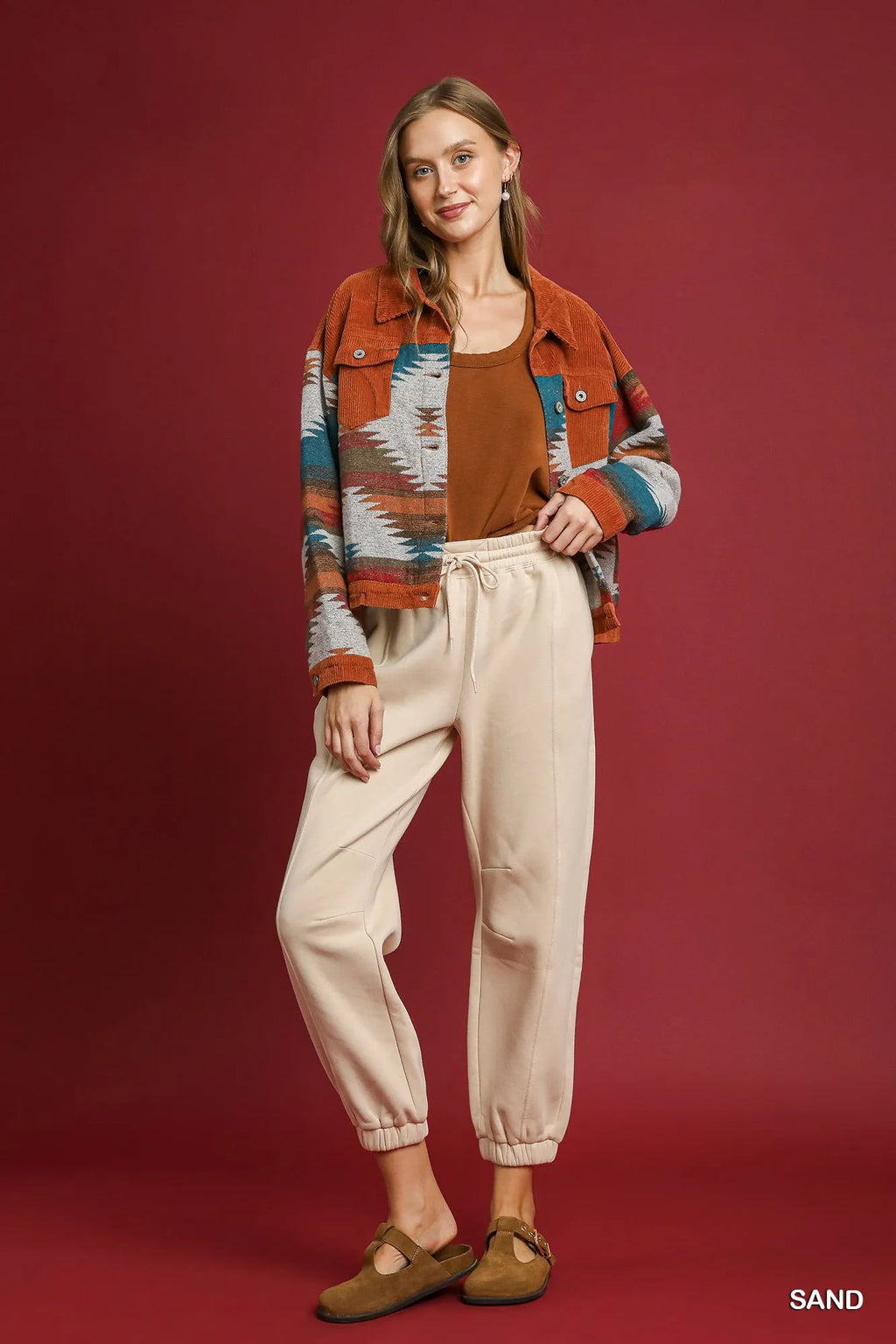 Garden Naked Umgee Fleece Jogger Pants with Drawstring