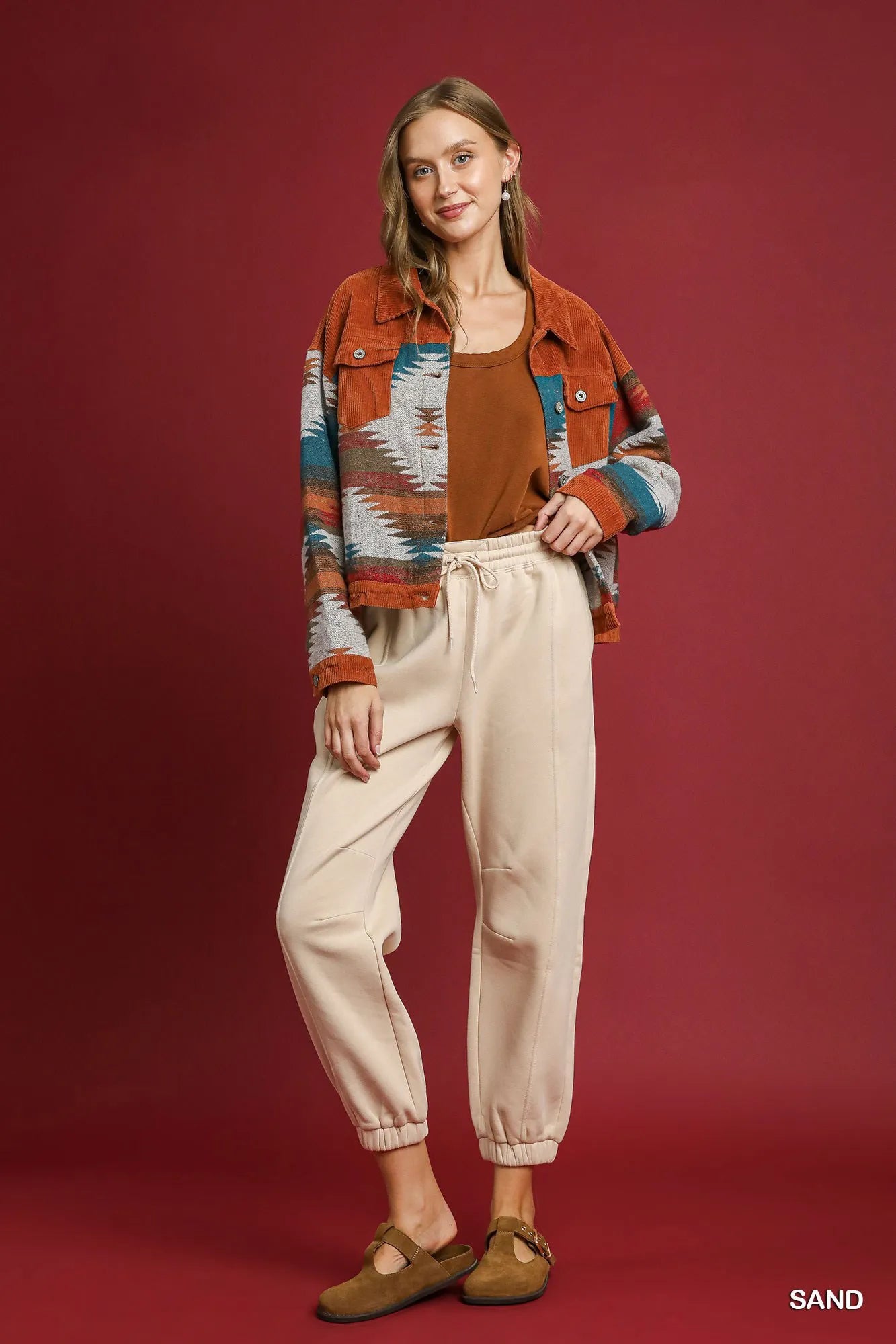 Garden Naked Umgee Fleece Jogger Pants with Drawstring