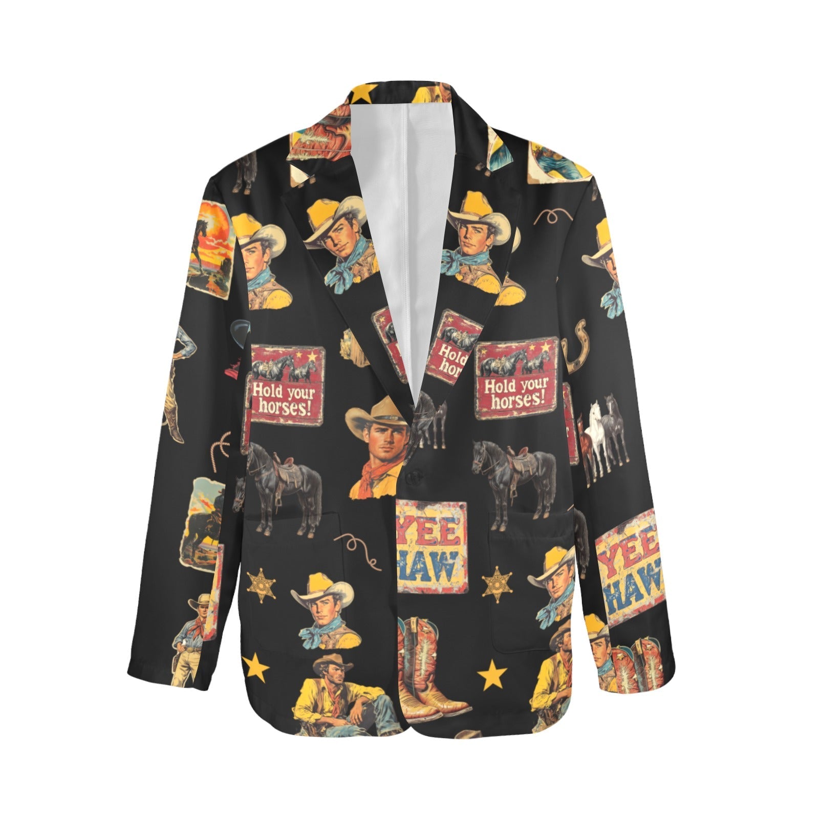 Vintage Cowboy Collage Western Women's Blazer