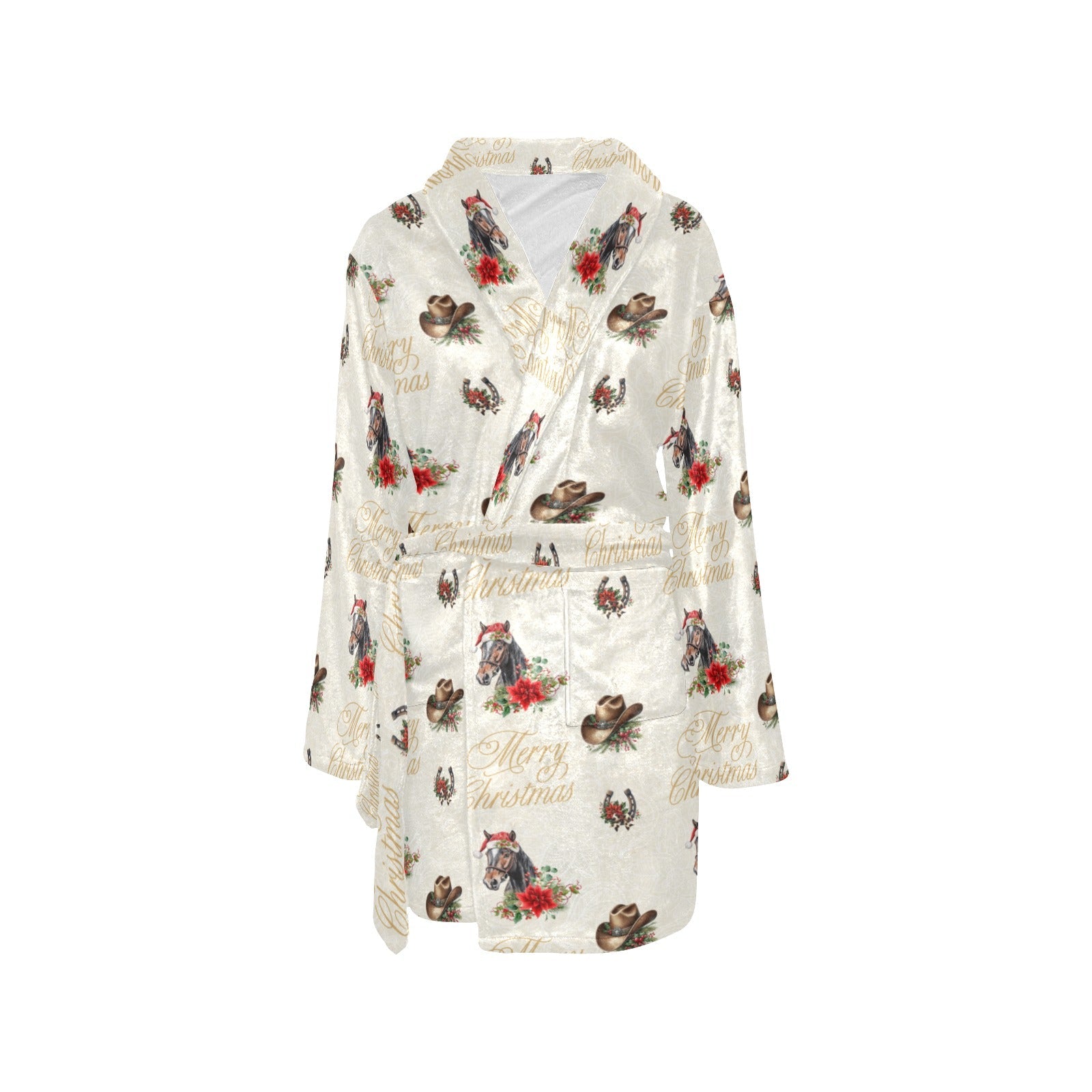 Christmas Horses Western Fleece Bathrobe