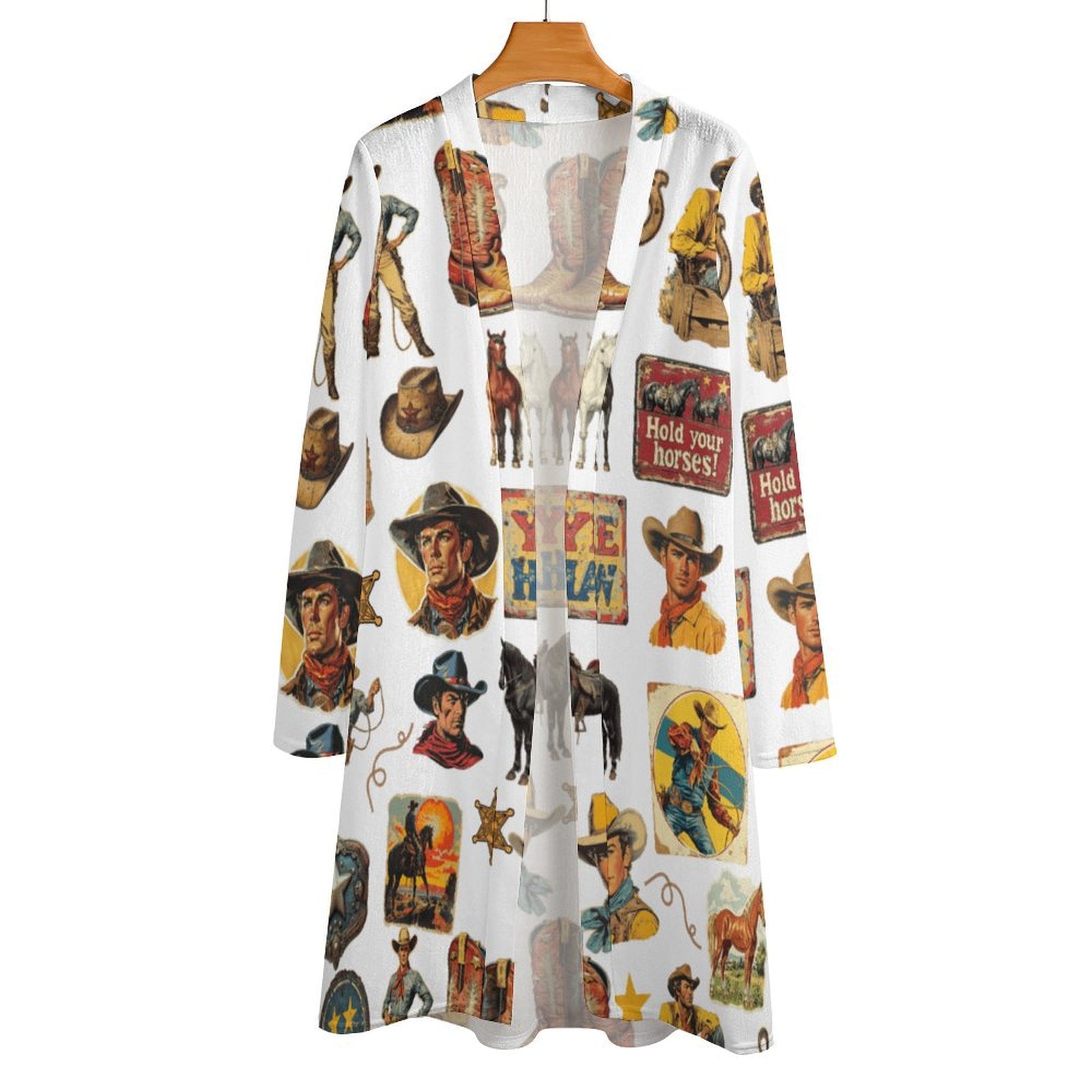 Vintage Cowboy Collage Western Lightweight Cardigan