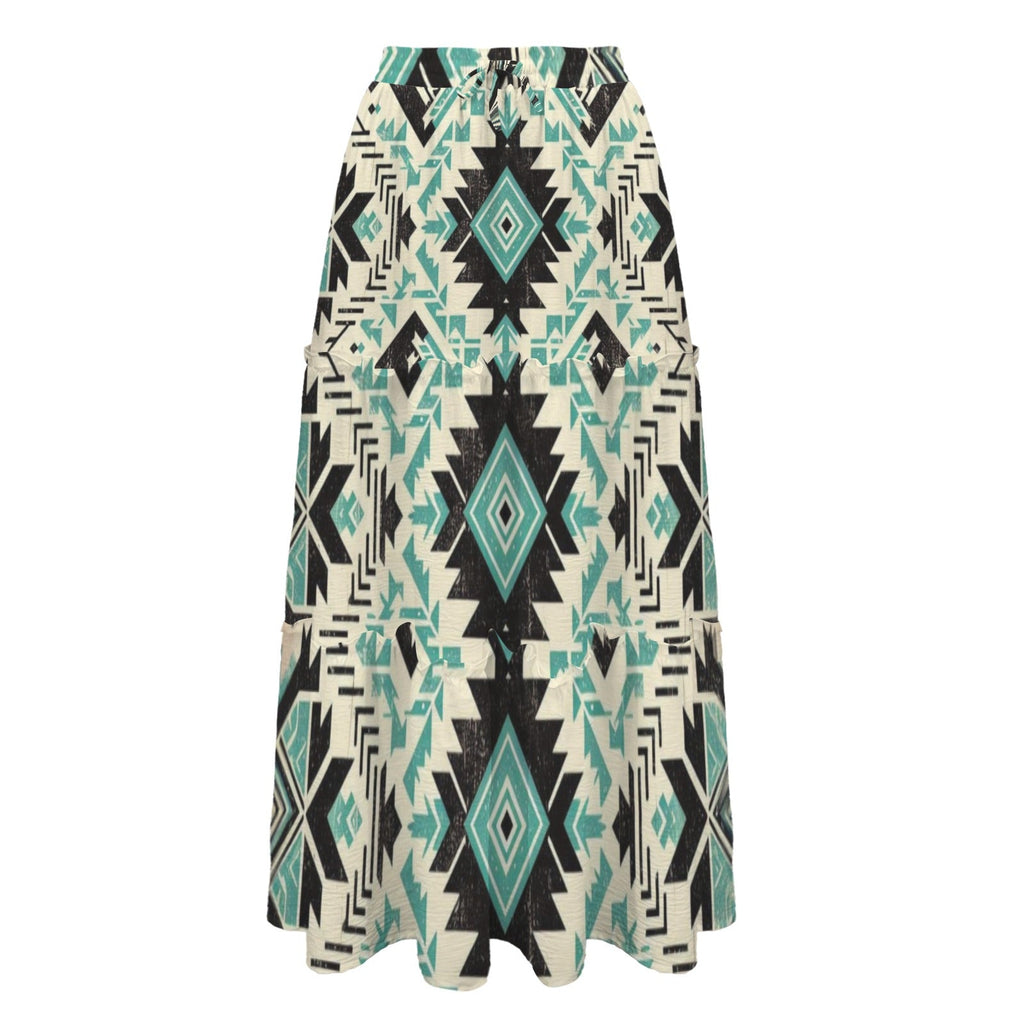 San Angelo Aztec Tiered Prairie Maxi Skirt