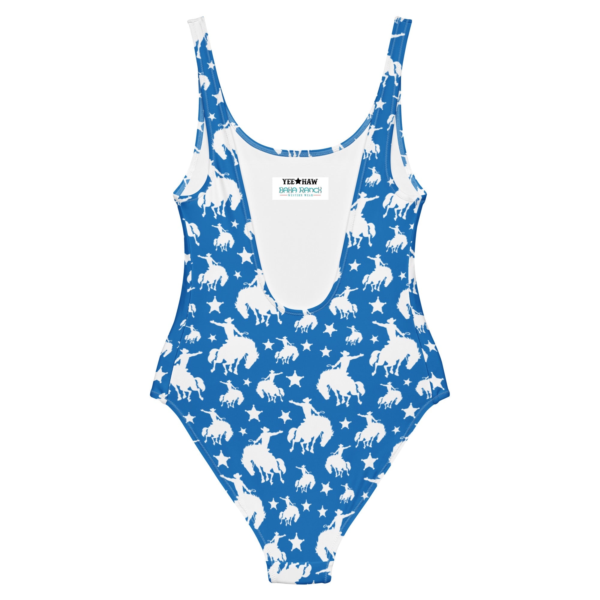 Yeehaw Blue Rodeo Cowboy One-Piece Swimsuit