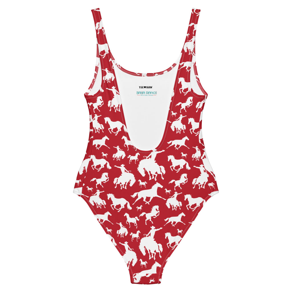 Yeehaw Red Rodeo Cowboy One-Piece Swimsuit