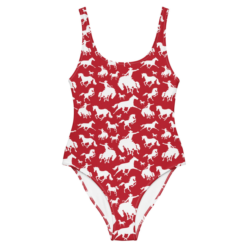 Yeehaw Red Rodeo Cowboy One-Piece Swimsuit