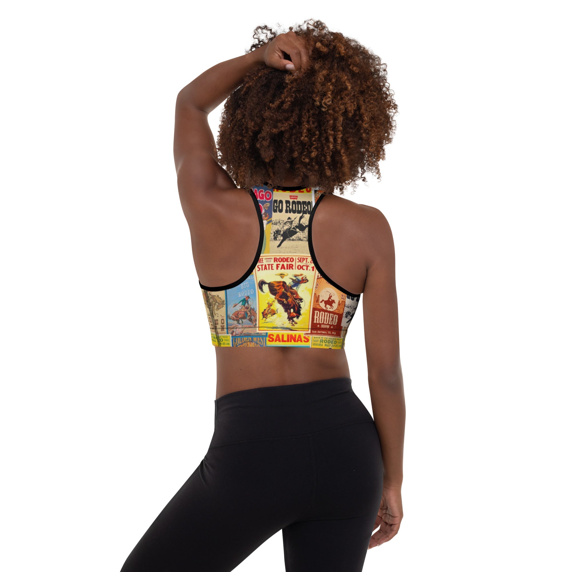 Vintage Rodeo Poster Padded Sports Bra