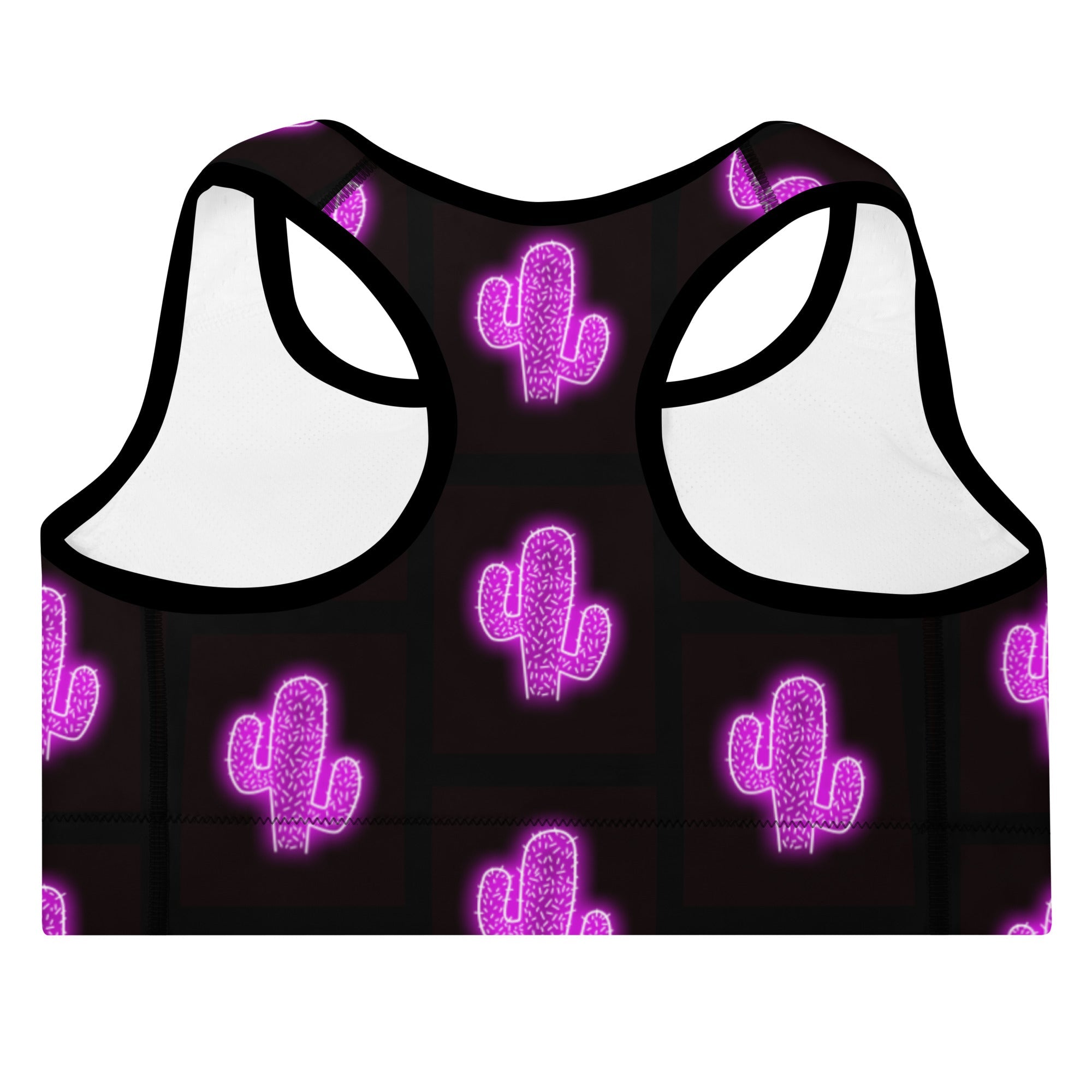 Purple Neon Cactus Padded Sports Bra