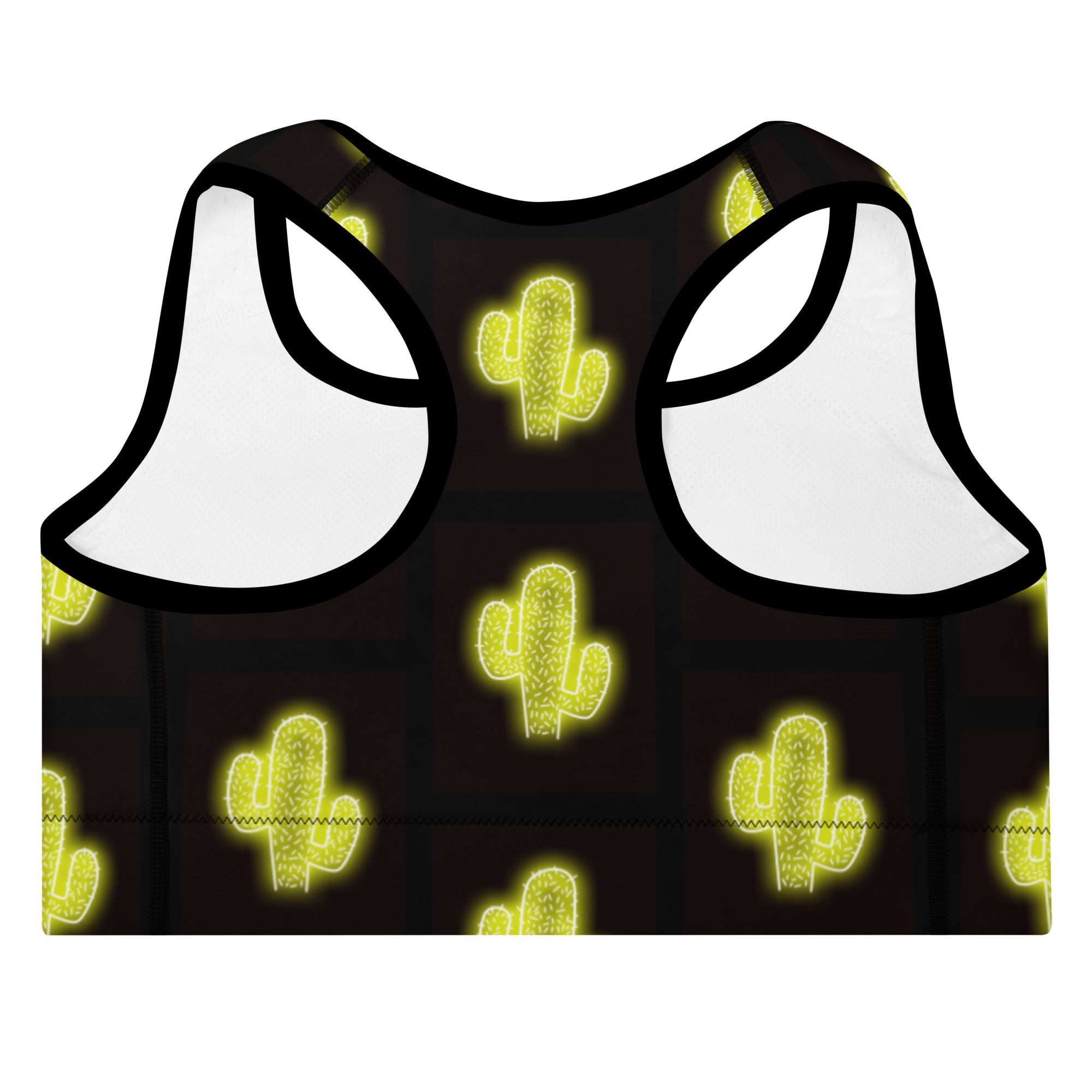 Green Neon Cactus Padded Sports Bra