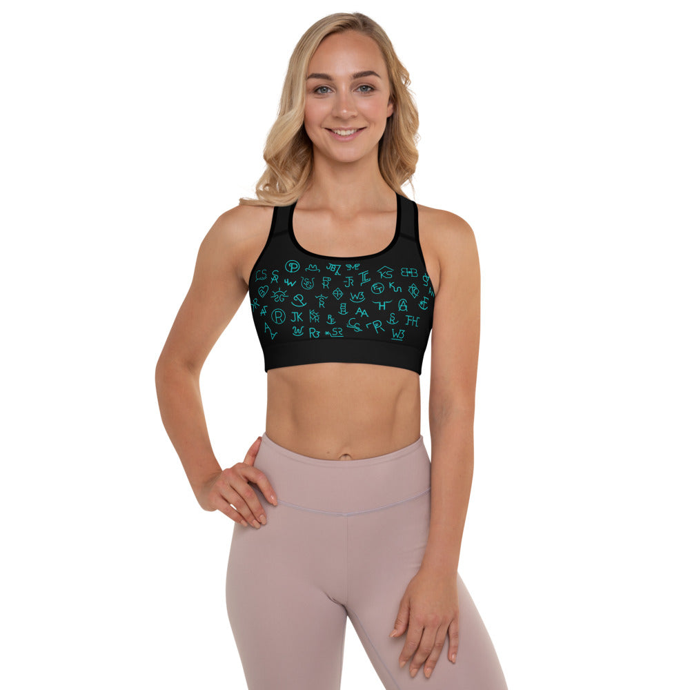 Turquoise Cattle Brands Sports Bra
