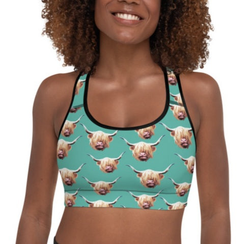 Highland Cow Sports Bra