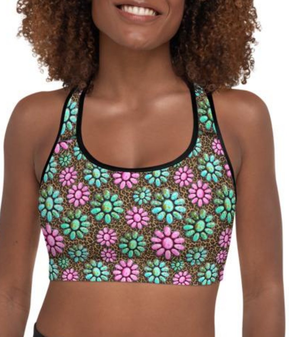 Pink Turquoise Cowgirl Sports Bra