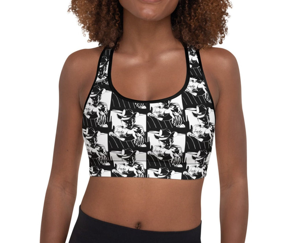 Retro Cowboy Padded Sports Bra