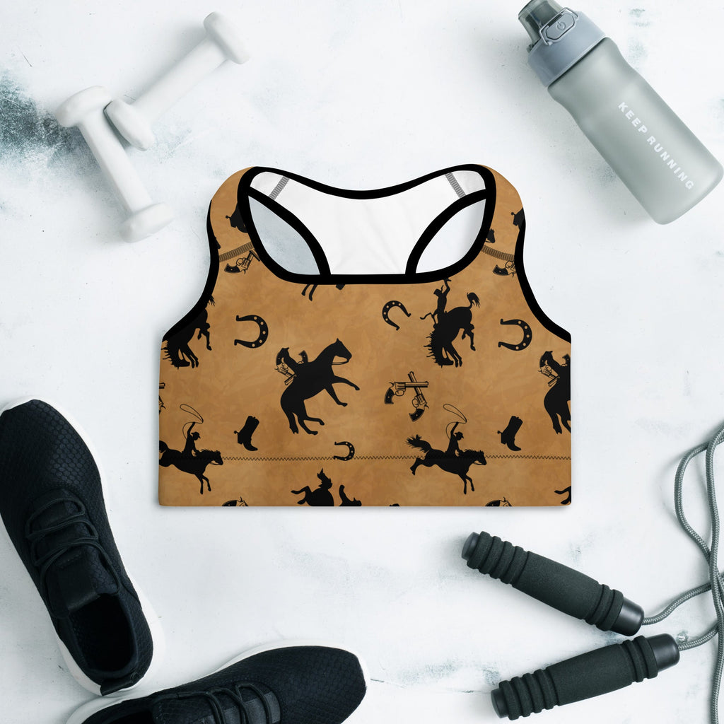 Vintage Western Padded Sports Bra