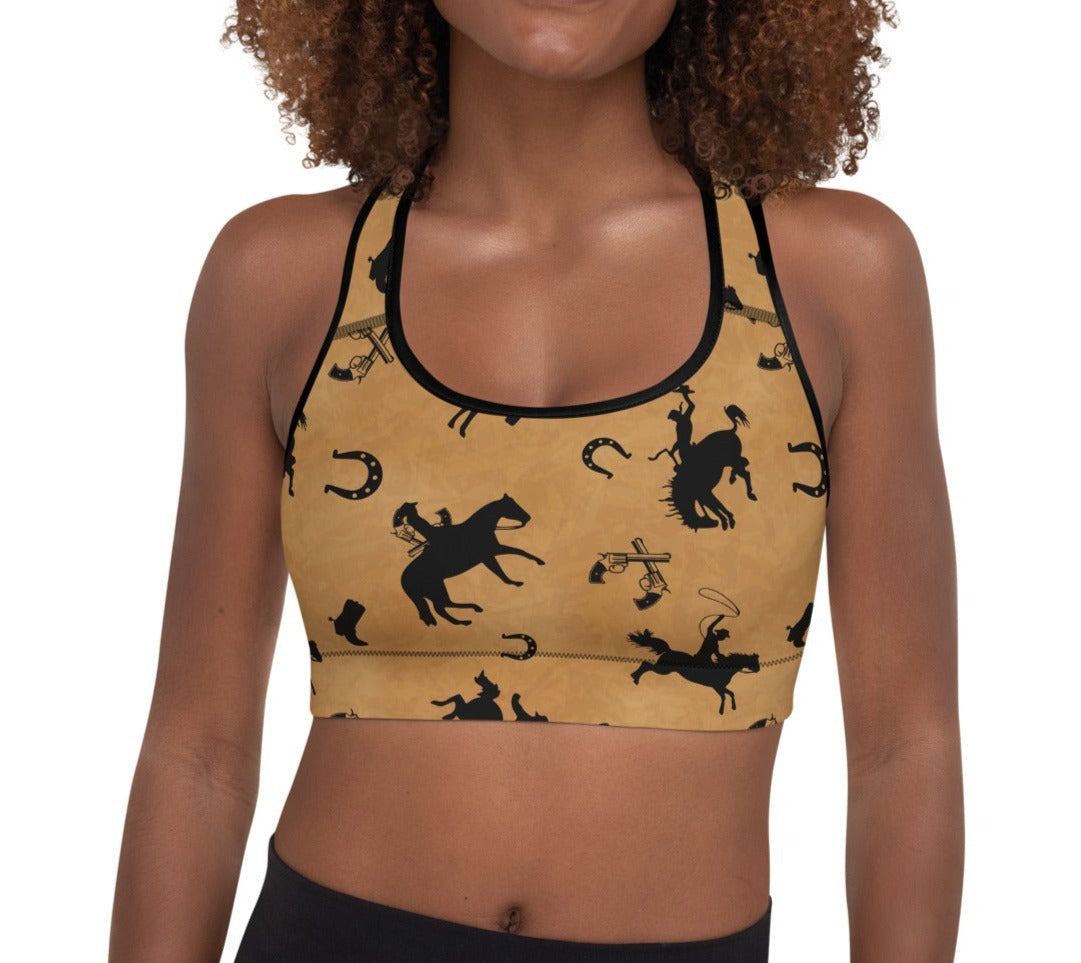 Vintage Western Padded Sports Bra