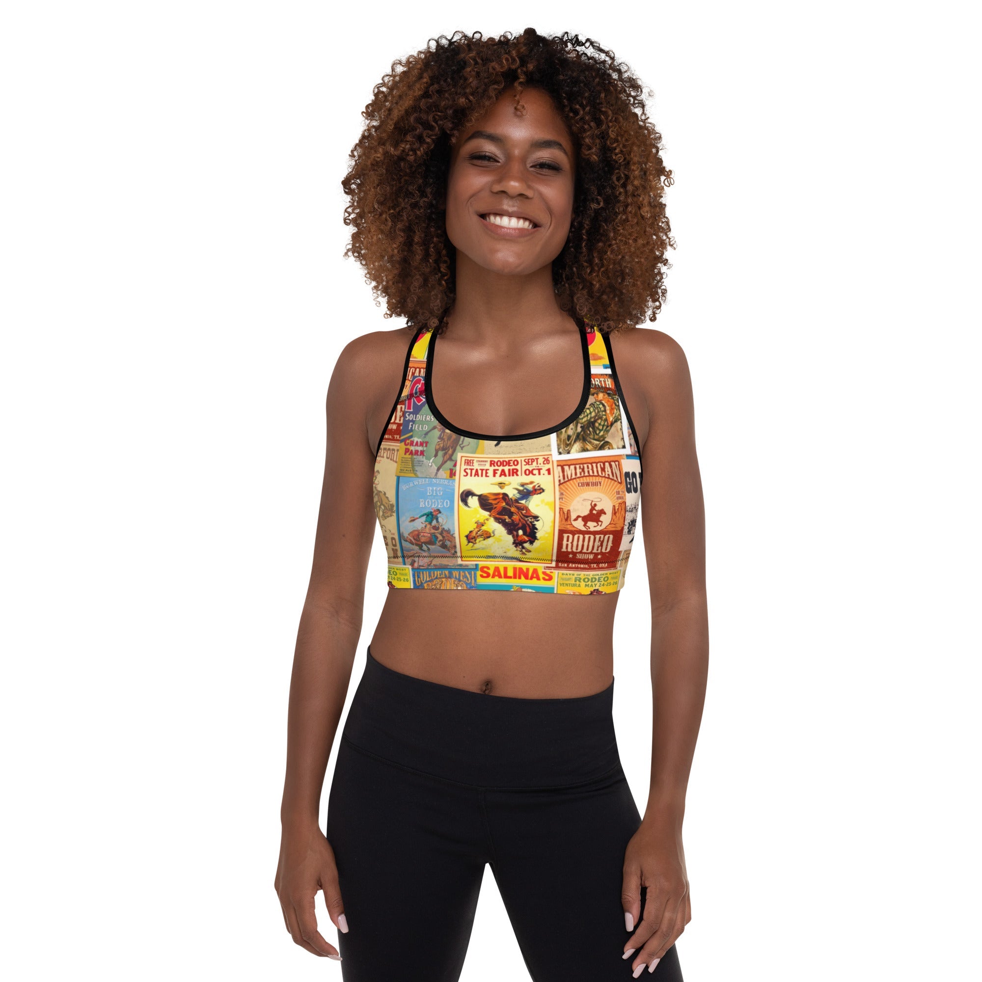 Vintage Rodeo Poster Padded Sports Bra