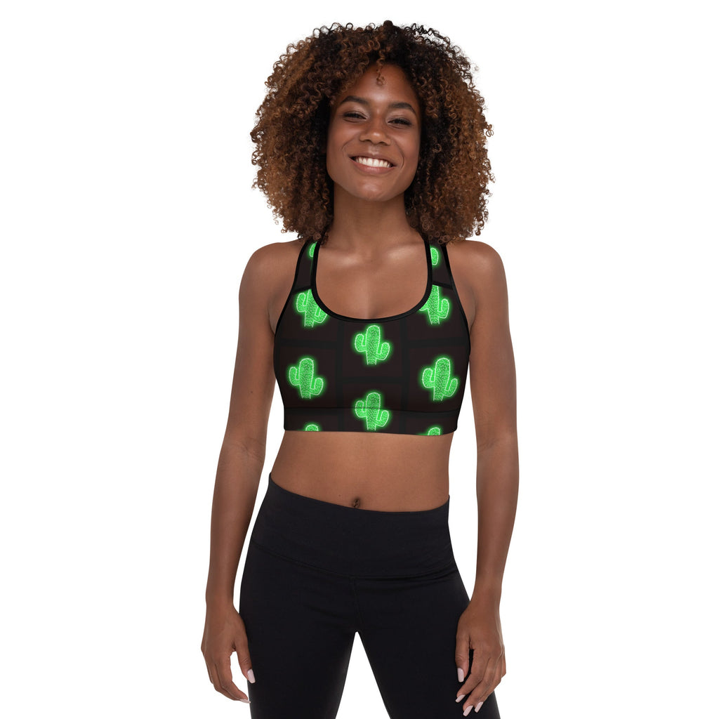 Neon Cactus Padded Sports Bra