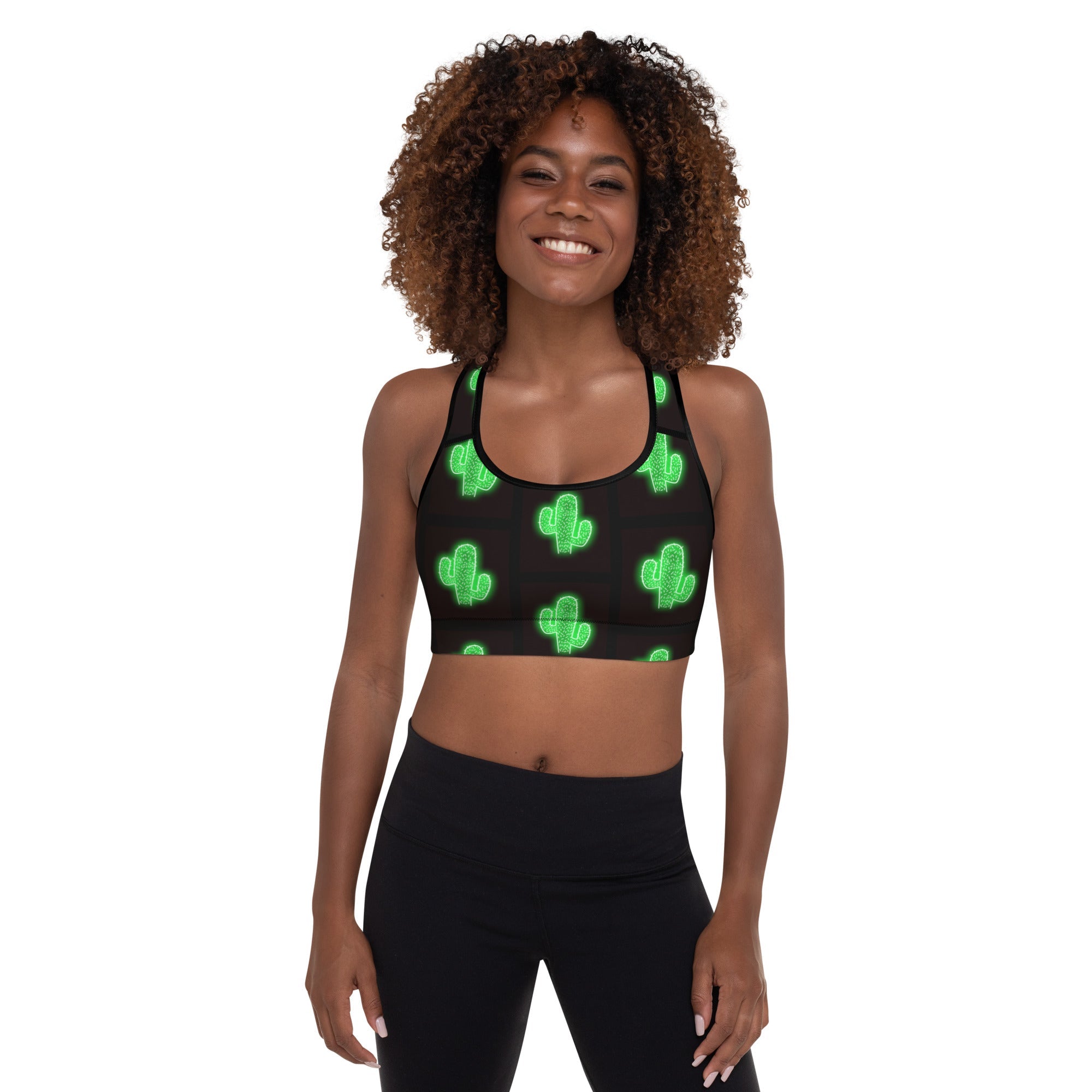 Neon Cactus Padded Sports Bra