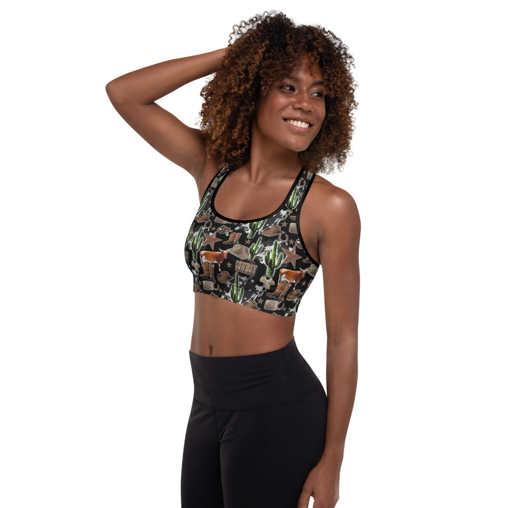 Cowboy Collage Sports Bra