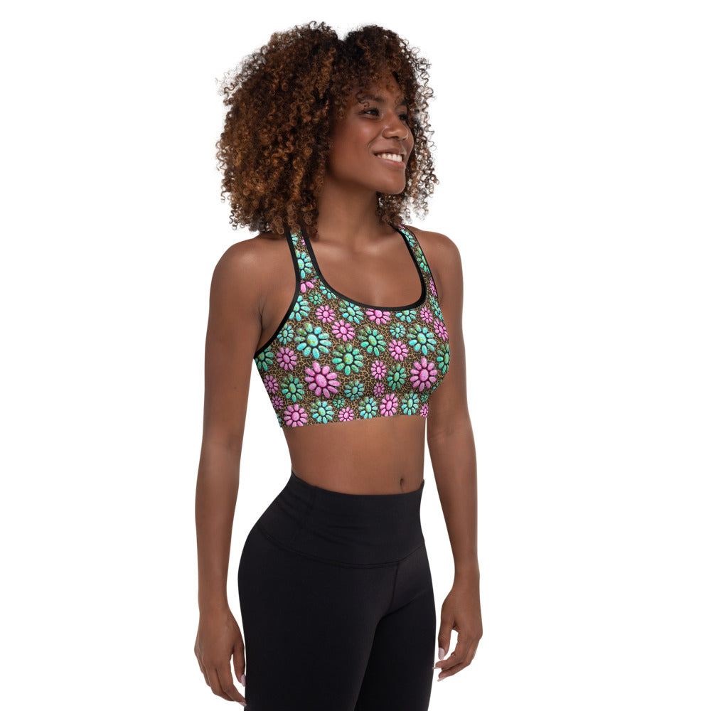 Pink Turquoise Cowgirl Sports Bra