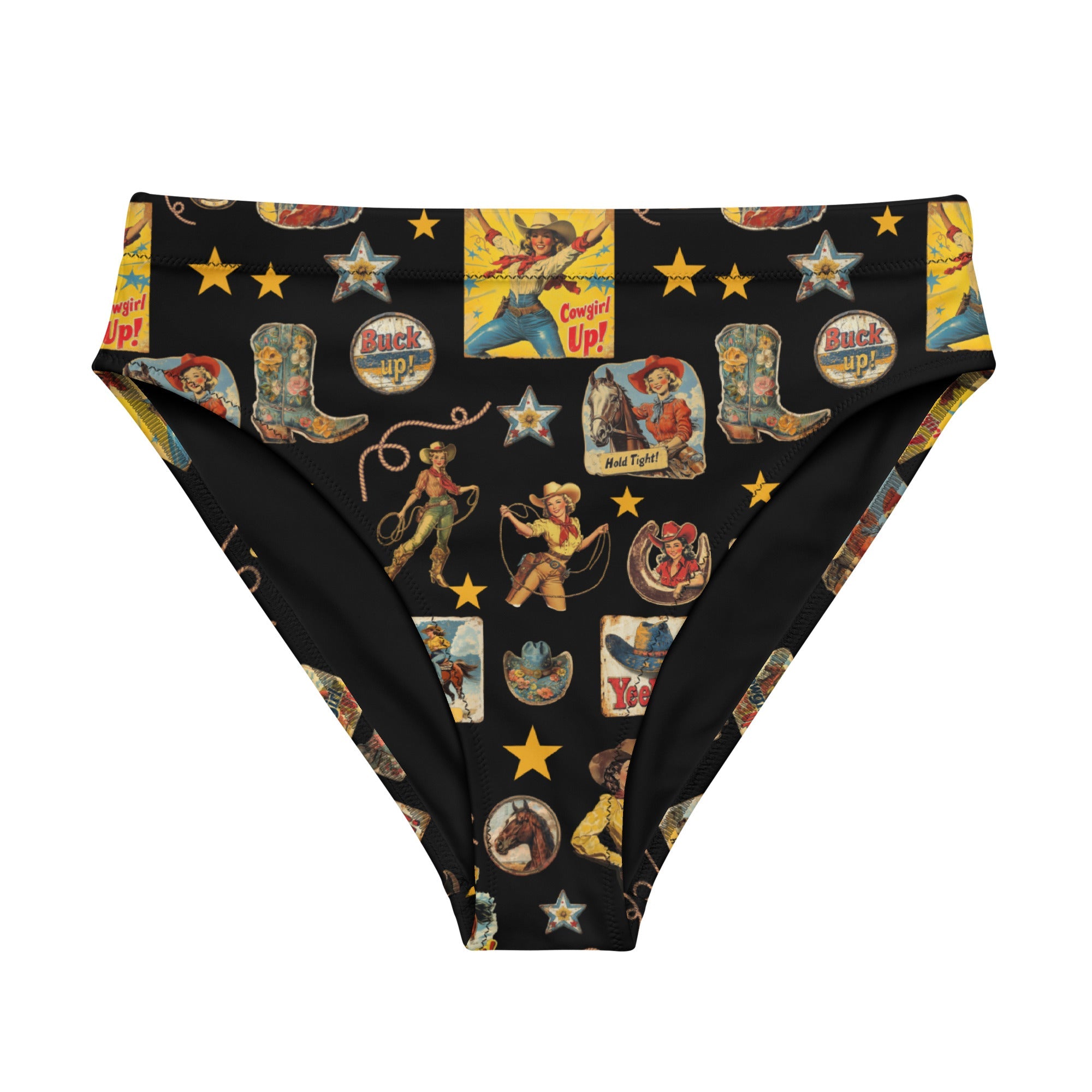 Yeehaw Vintage Cowgirl Collage Bikini Bottom