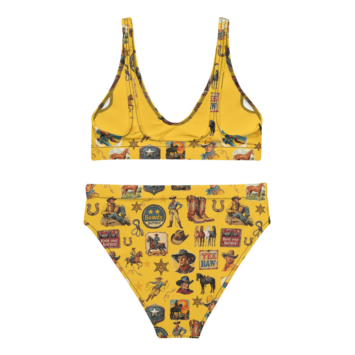 Yeehaw Vintage Cowboy Collage Mustard Bikini