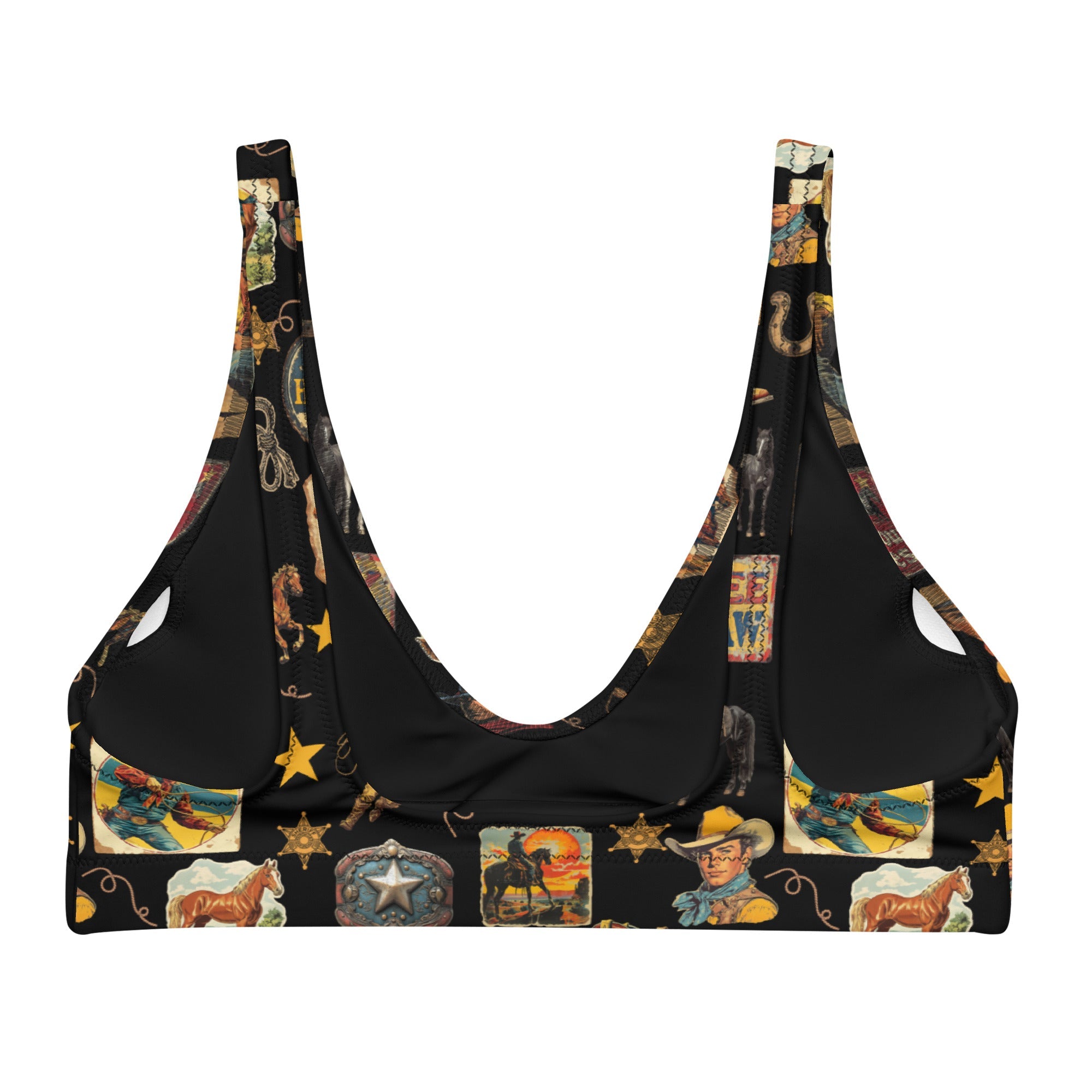 Yeehaw Vintage Cowboy Collage Bikini Top