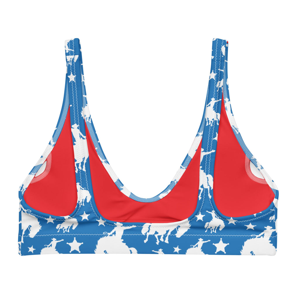 Yeehaw Blue Rodeo Cowboy Bikini Top