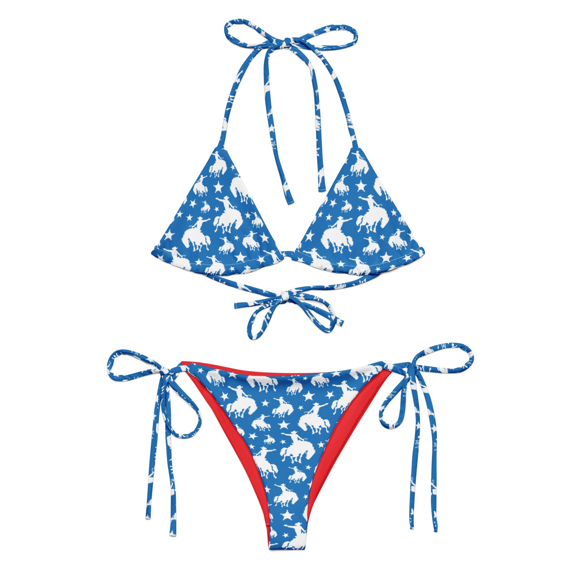 Yeehaw Blue Rodeo Cowboy String Bikini
