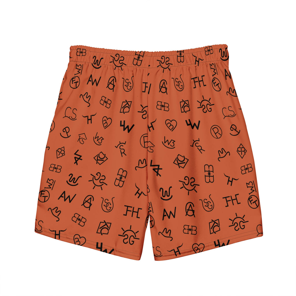 Yeehaw Brown Cattle Brands Men's Swim Trunks