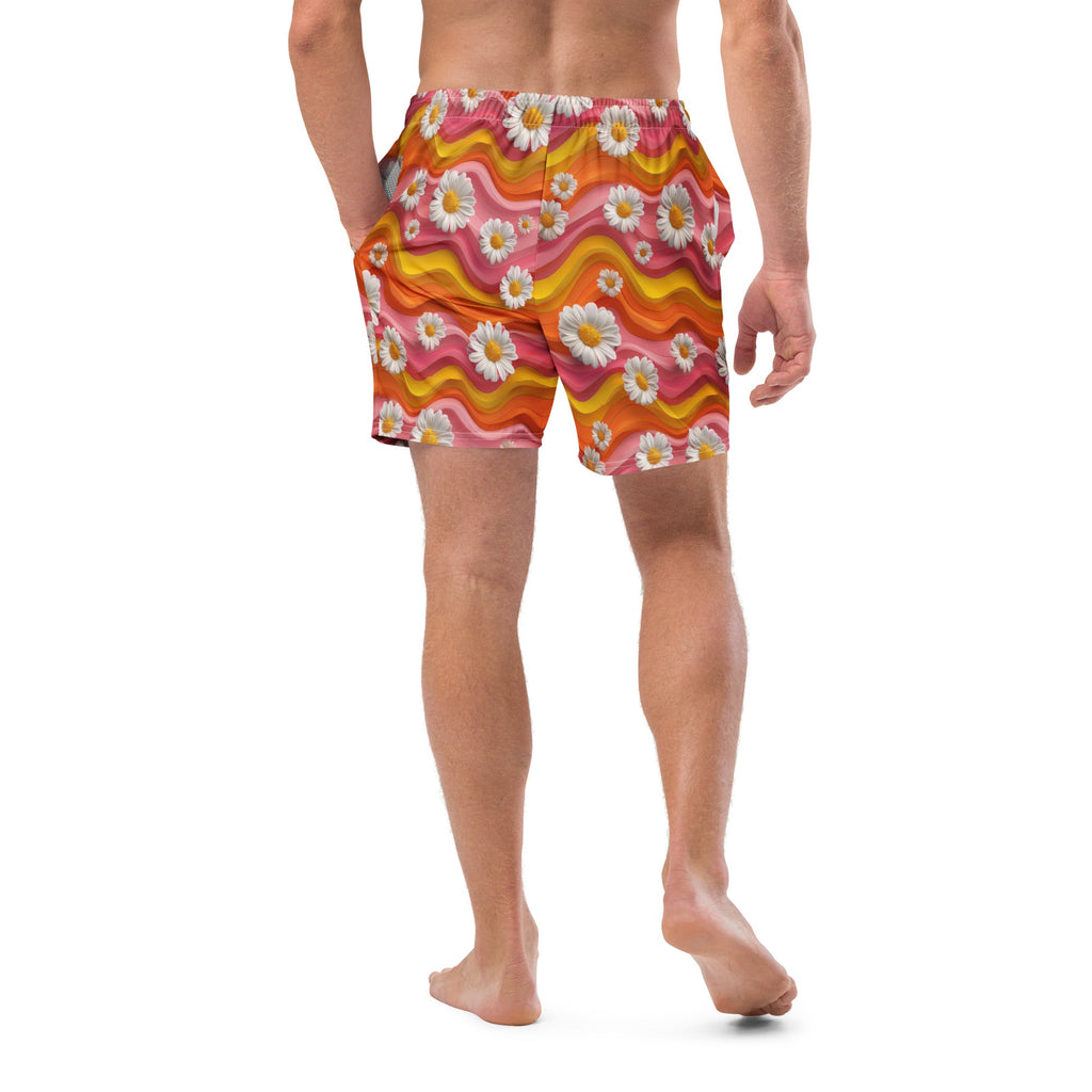 Yeehaw Groovy Floral Men's Swim Trunks