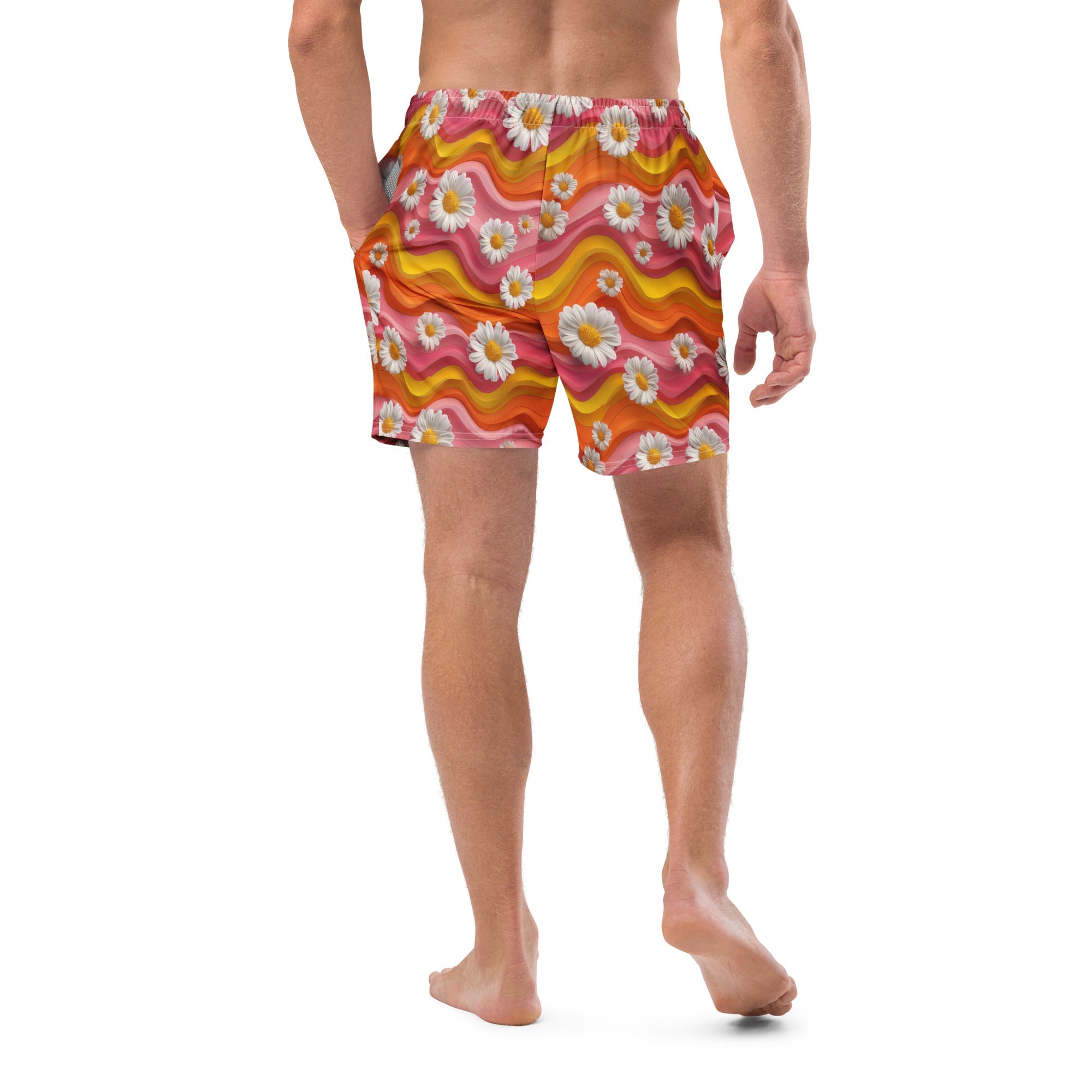 Yeehaw Groovy Floral Men's Swim Trunks