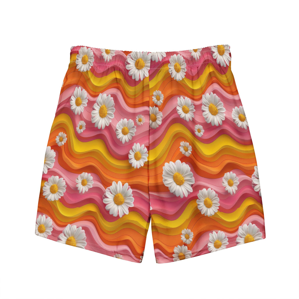 Yeehaw Groovy Floral Men's Swim Trunks