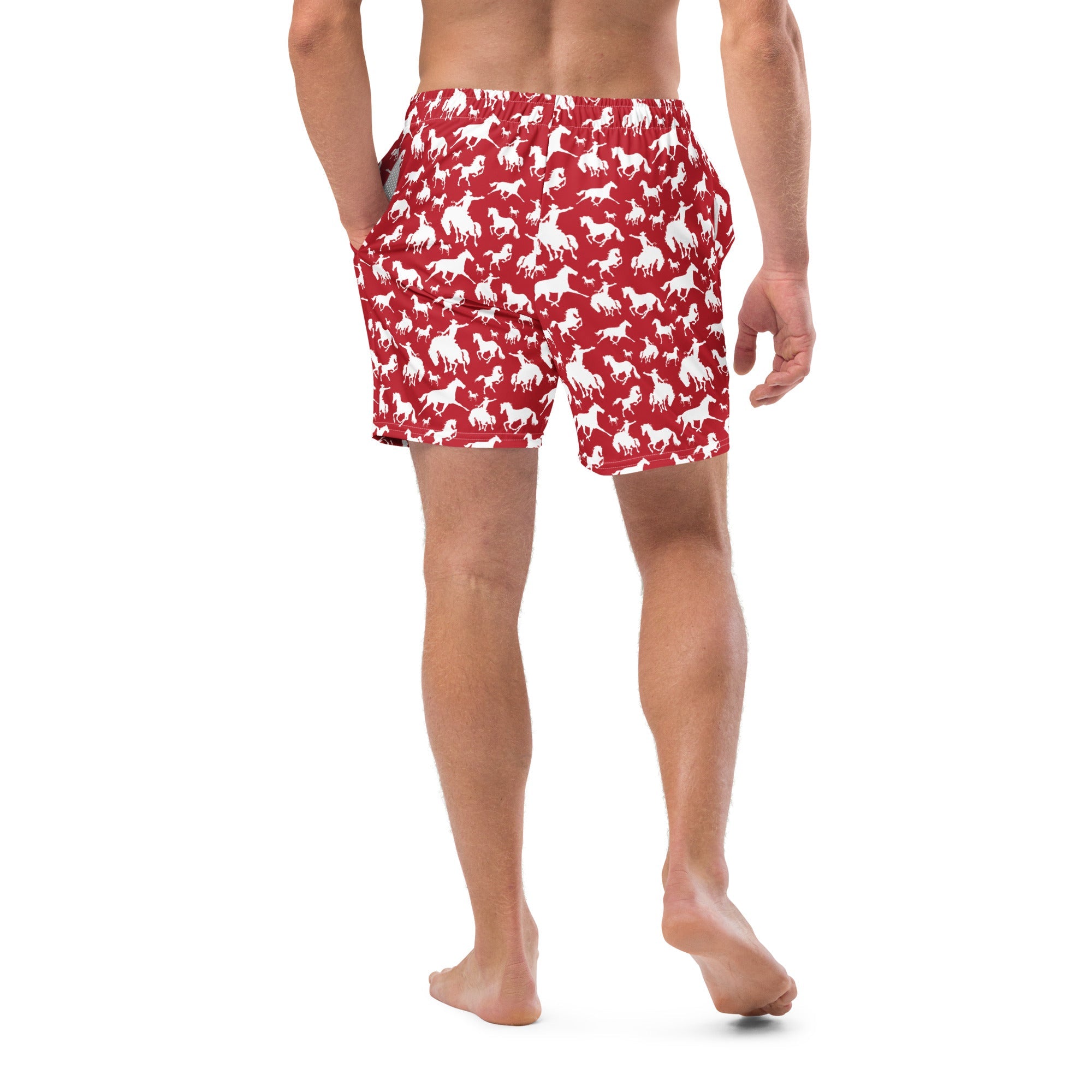 Yeehaw Red Rodeo Cowboy Men's Swim Trunks