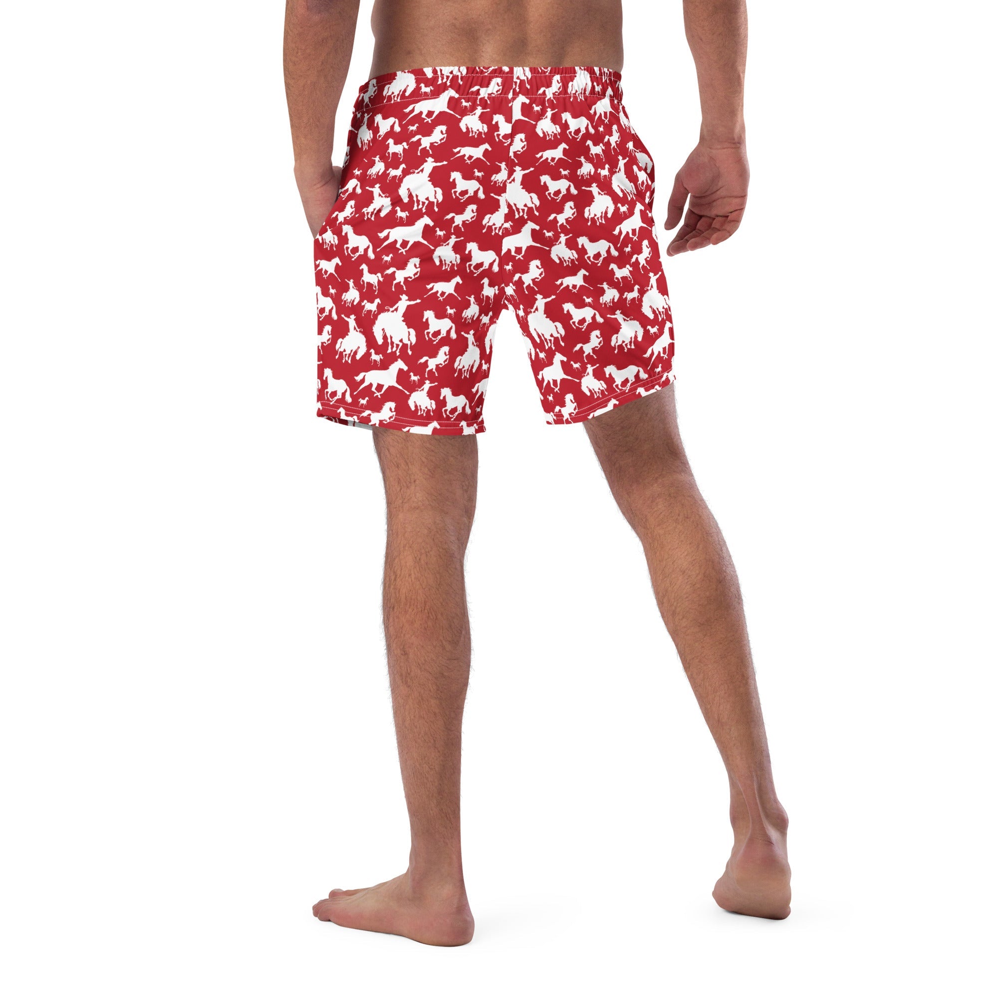 Yeehaw Red Rodeo Cowboy Men's Swim Trunks