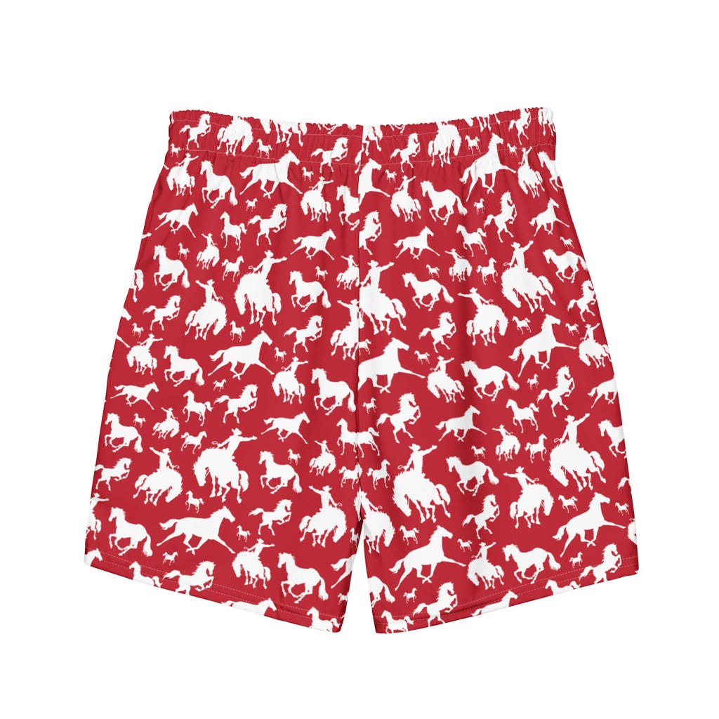Yeehaw Red Rodeo Cowboy Men's Swim Trunks
