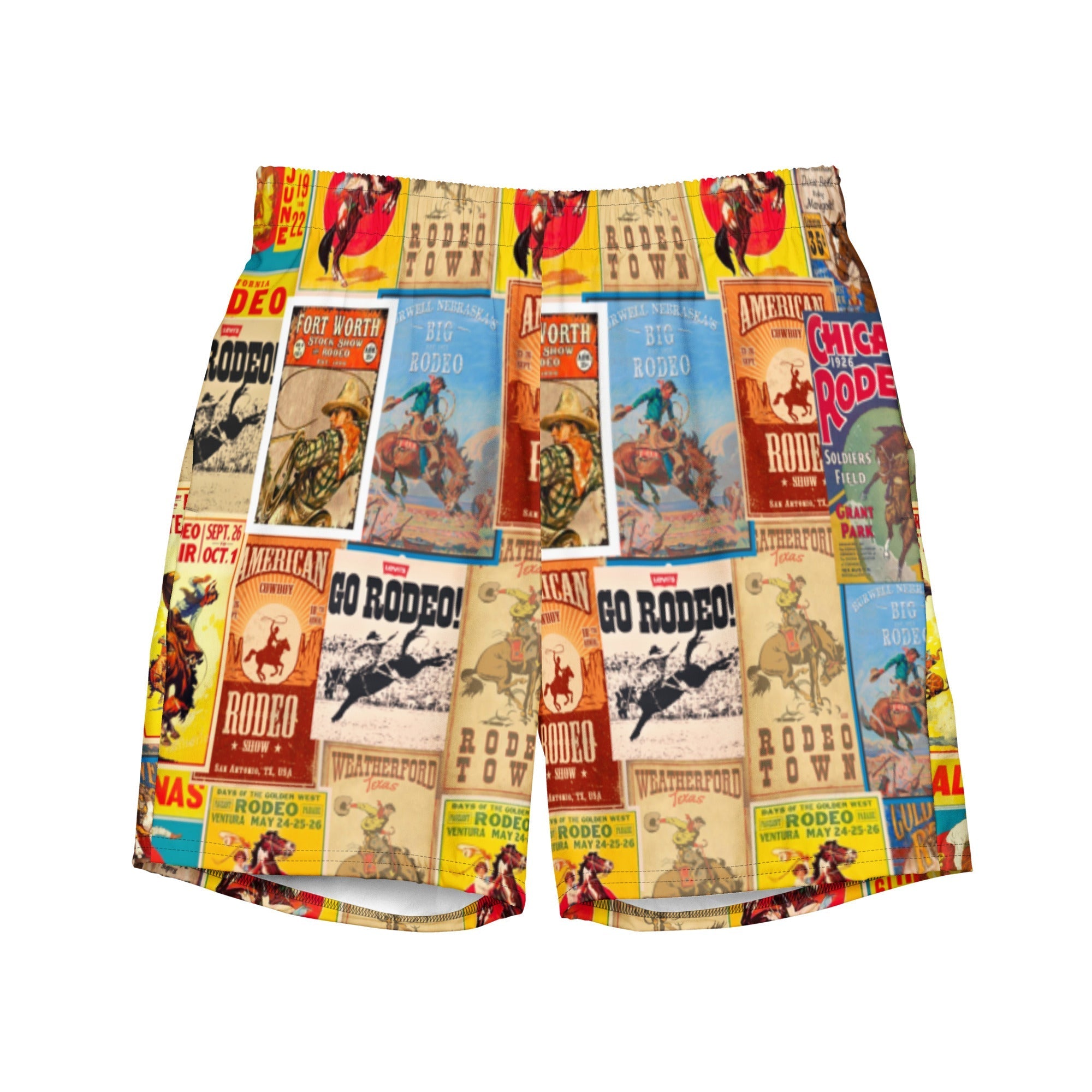 READY TO SHIP Vintage Rodeo Poster Swim Trunks Shorts SIZE XL