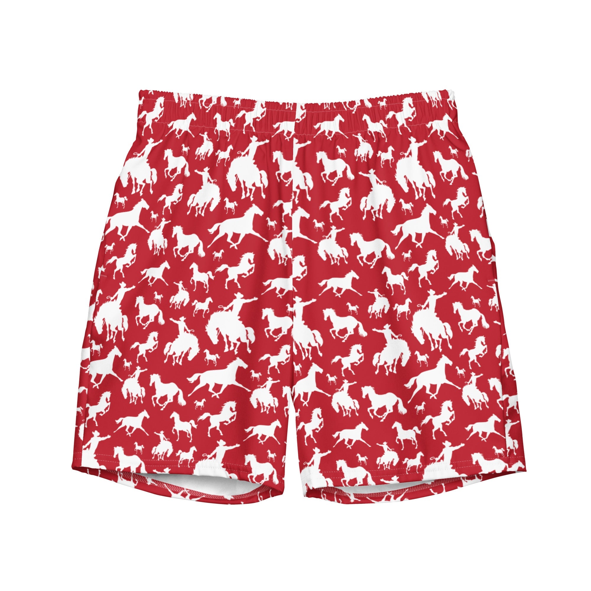 Yeehaw Red Rodeo Cowboy Men's Swim Trunks