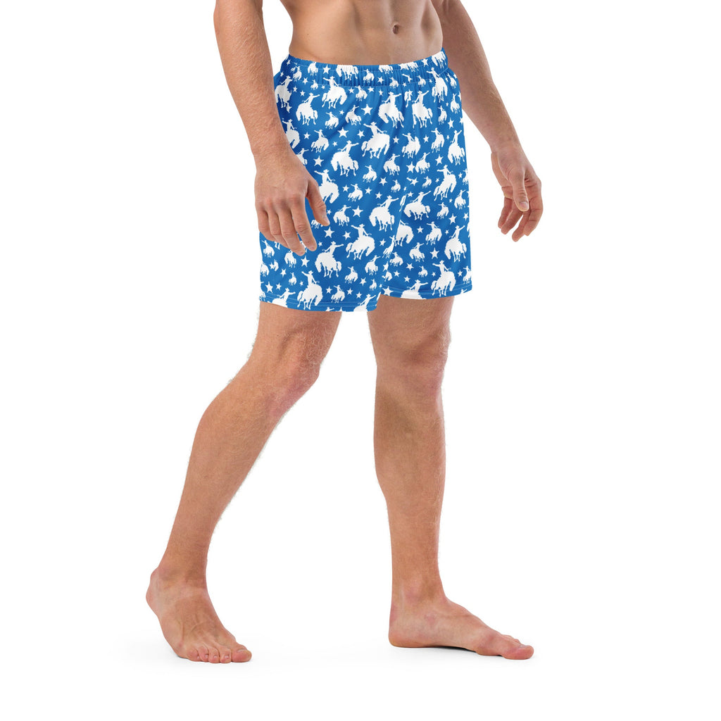 Yeehaw Blue Rodeo Cowboy Men's Swim Trunks