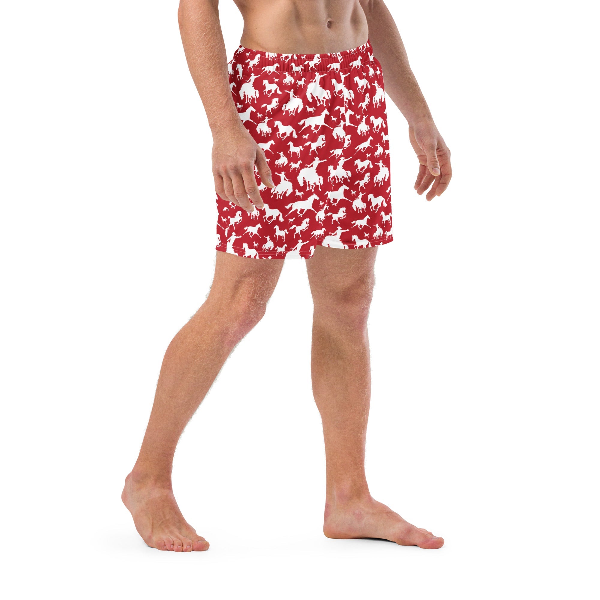 Yeehaw Red Rodeo Cowboy Men's Swim Trunks