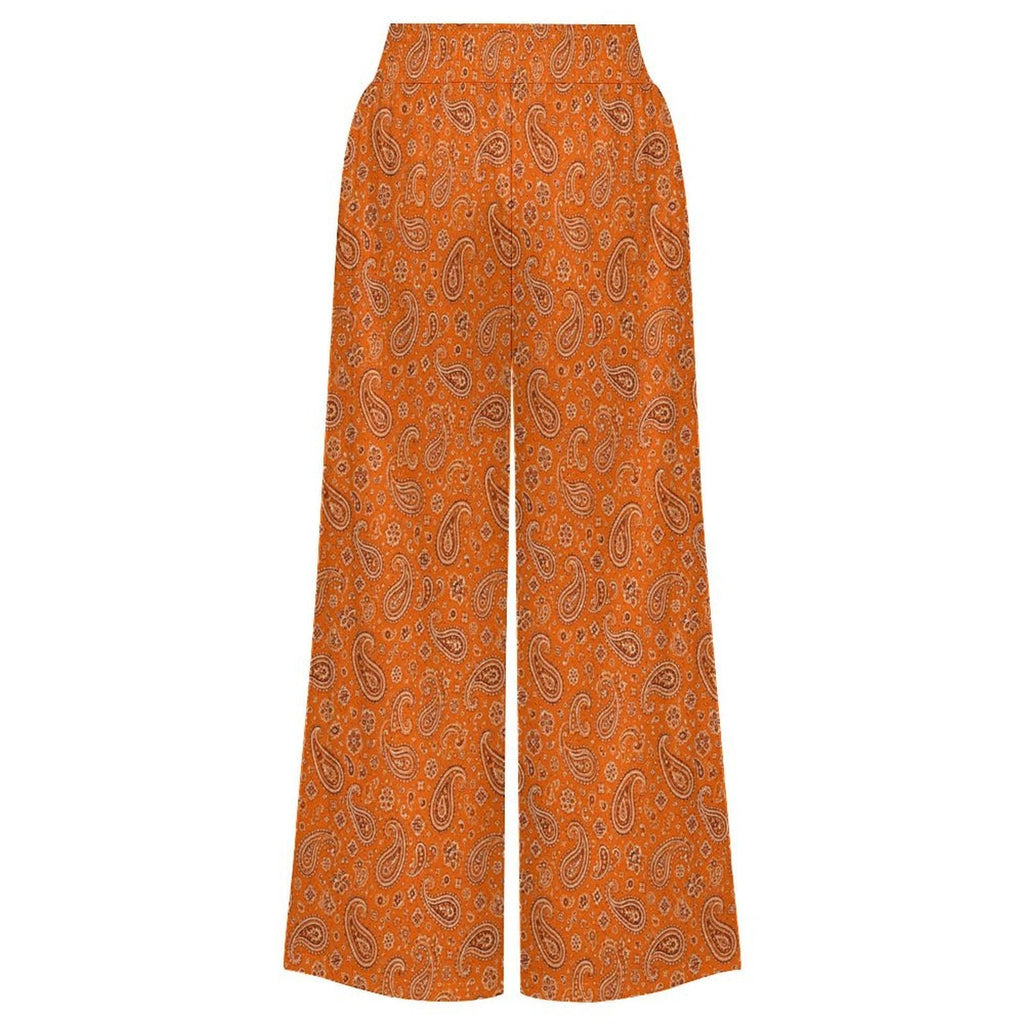 Baha Ranch Orange Paisley Bandana Wide Leg Pants