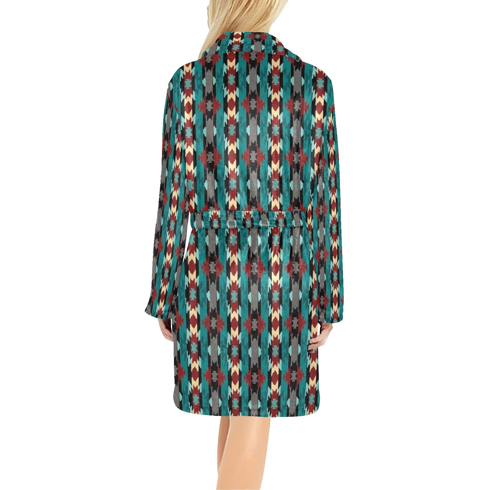 Teal Aztec Women's Western Robe