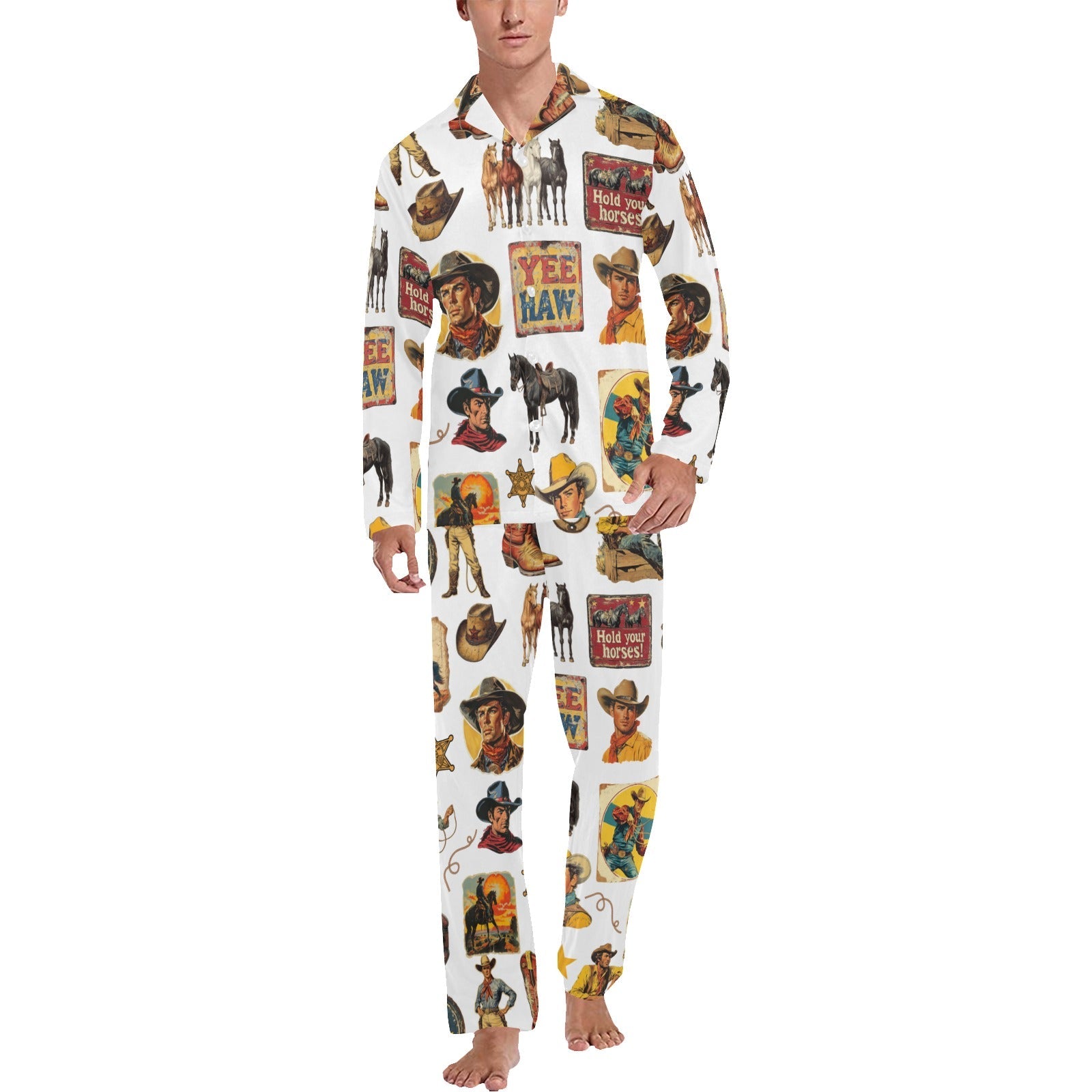 Vintage Cowboy Collage Western Pajamas
