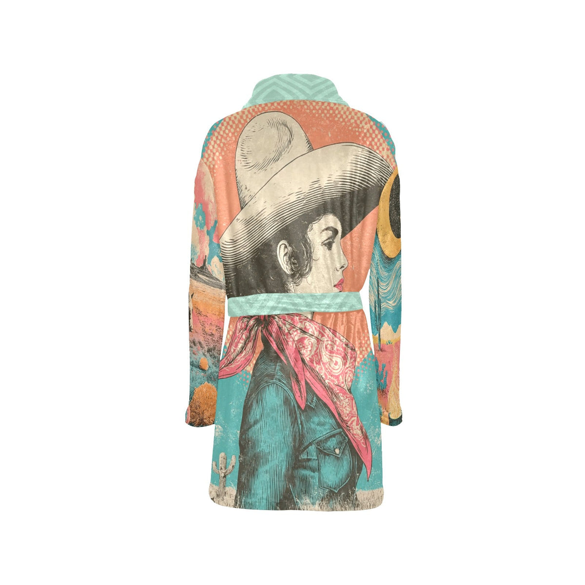 Baha Ranch Honky Tonk Kitsch Cowgal Minky Fleece Plush Robe