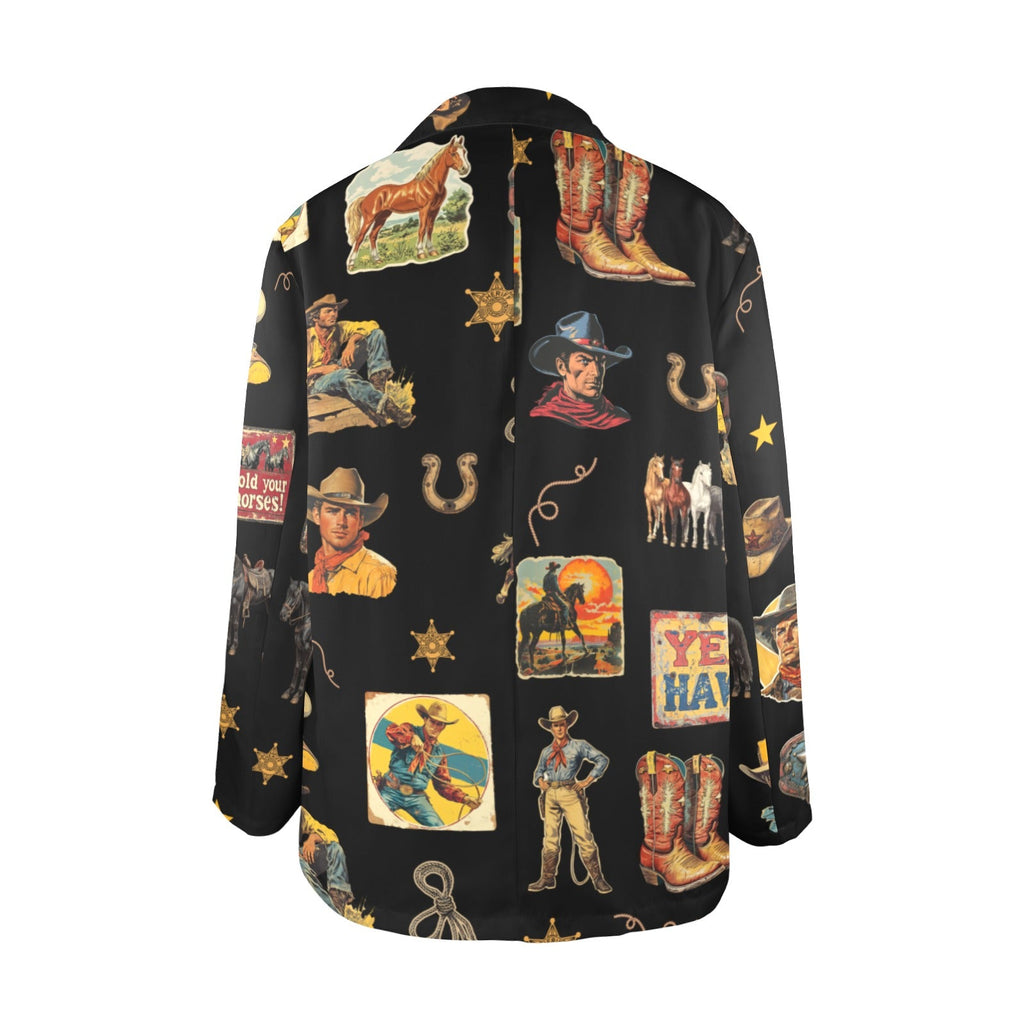 Vintage Cowboy Collage Western Women's Blazer