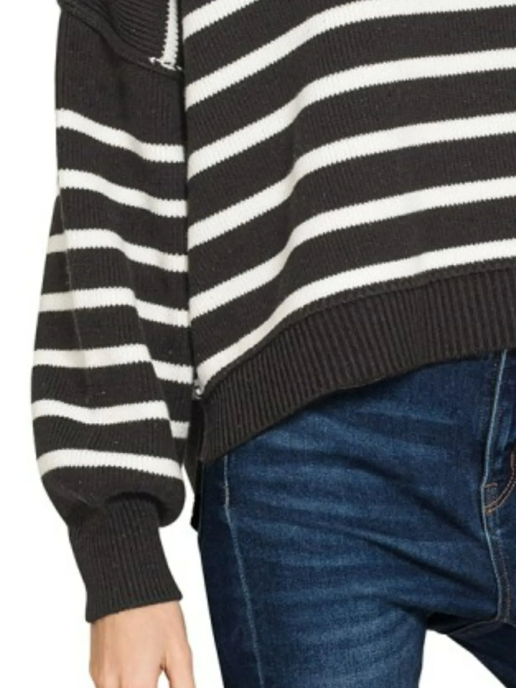 Garden Naked Zenana Exposed Seam Striped Oversized Sweater