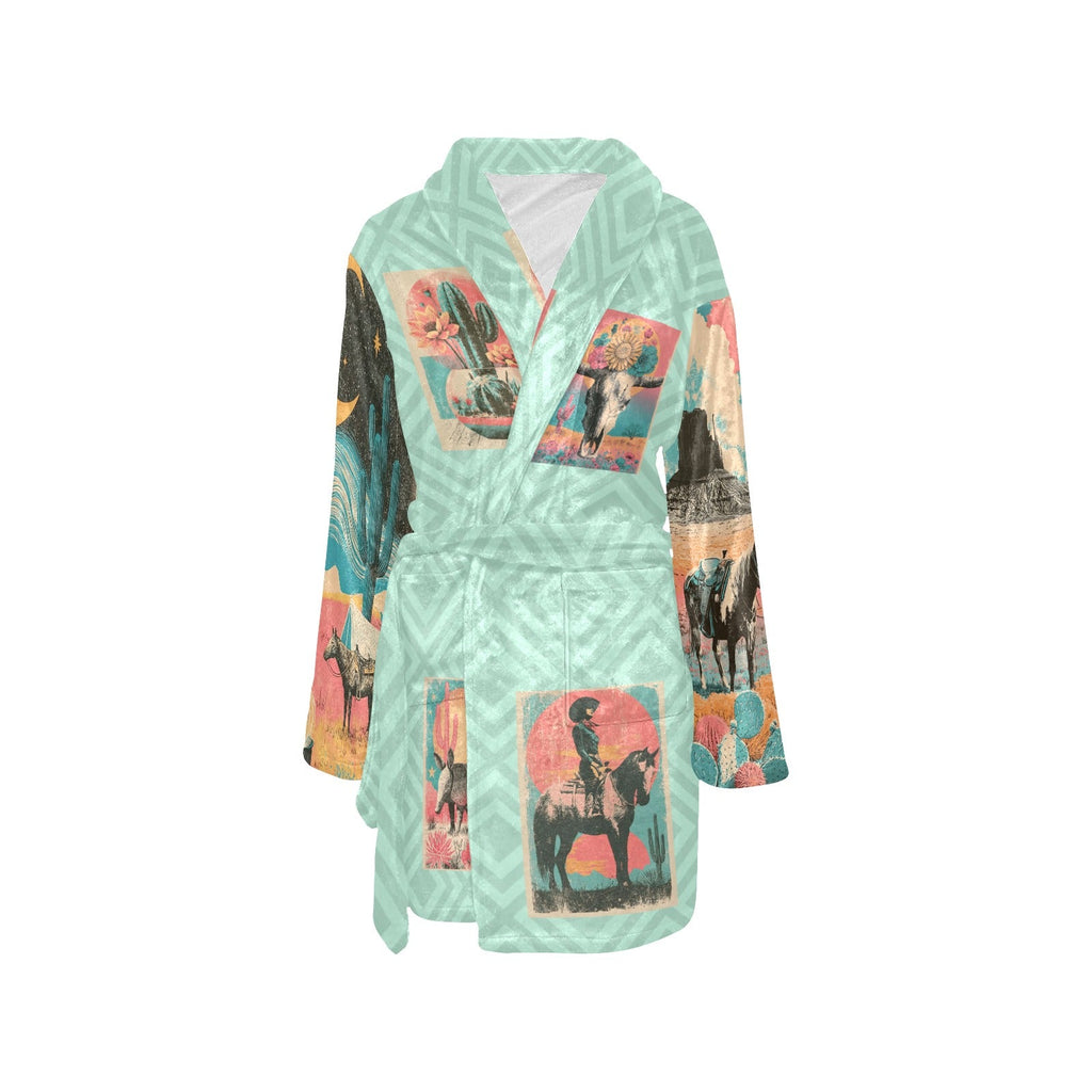 Baha Ranch Honky Tonk Kitsch Cowgal Minky Fleece Plush Robe