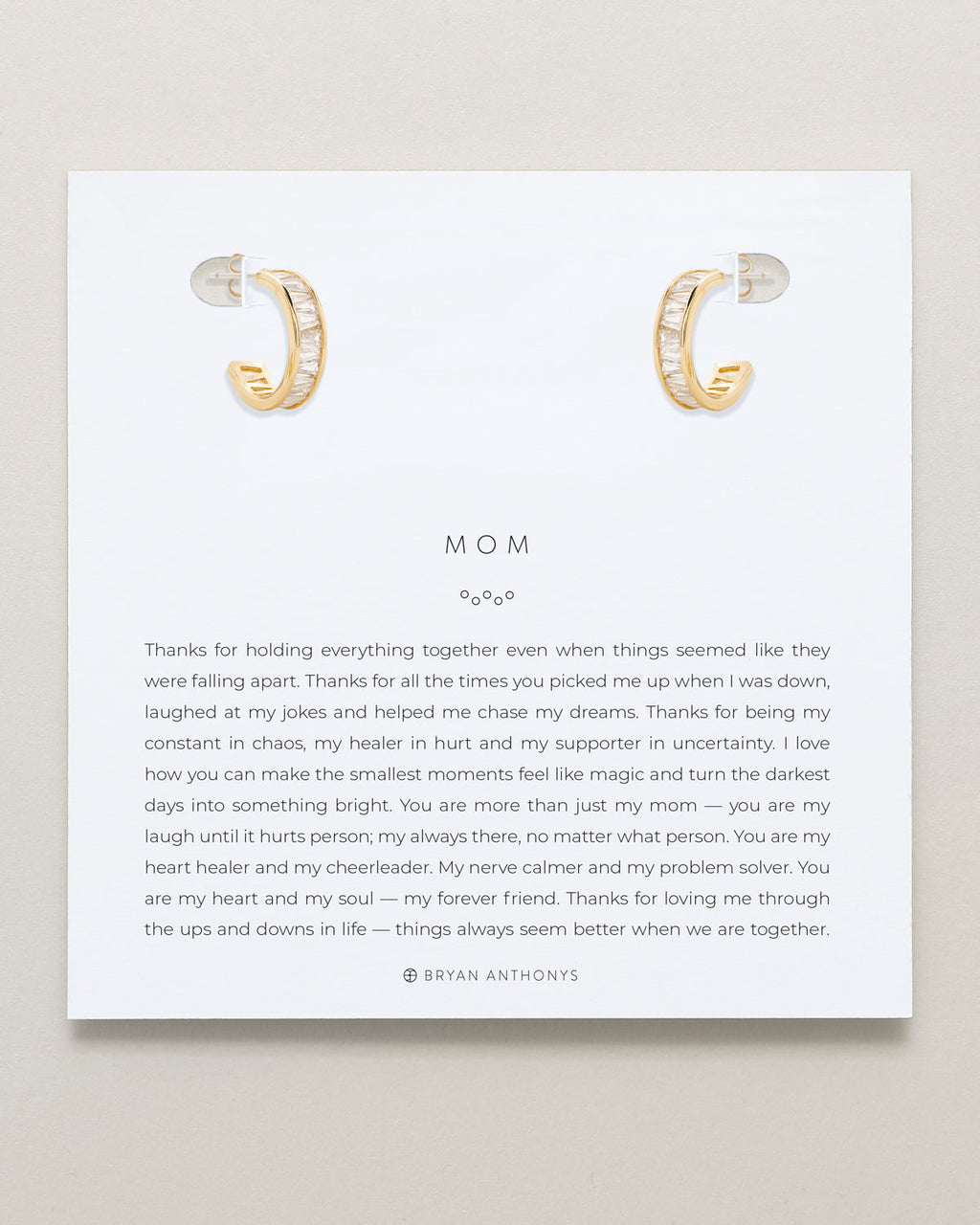 Mom Baguette Mini Hoop Earrings