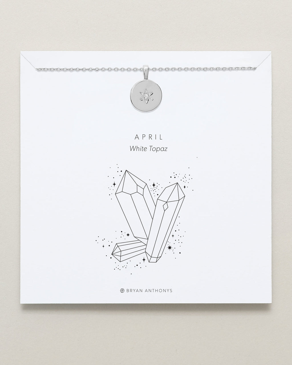 Birthstone Pendant Necklace — White Topaz